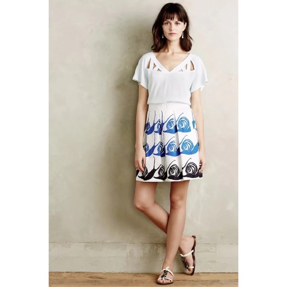 Anthropologie MAEVE Swirled Snail Skirt Pleated Pockets Whimsical Snails X-Small - Picture 6 of 16